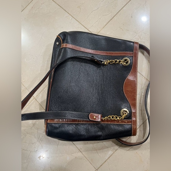 AUTHENTIC Vintage Bally Bag Brown and Black Leather with gold hardware - Picture 6 of 7